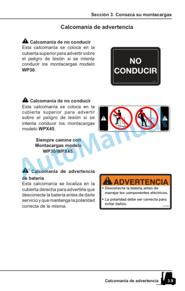 Clark WP30, WPX45 Operator Manual OM-738 ES 2 Clark WP30, WPX45 Operator Manual OM-738 ES-2