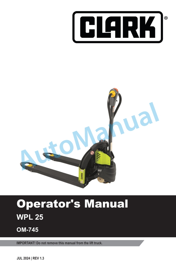 Clark WPL 25 Operator Manual OM-745
