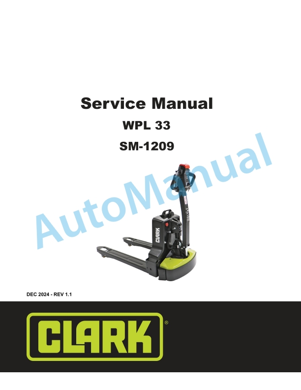 Clark WPL 33 Service Manual SM-1209