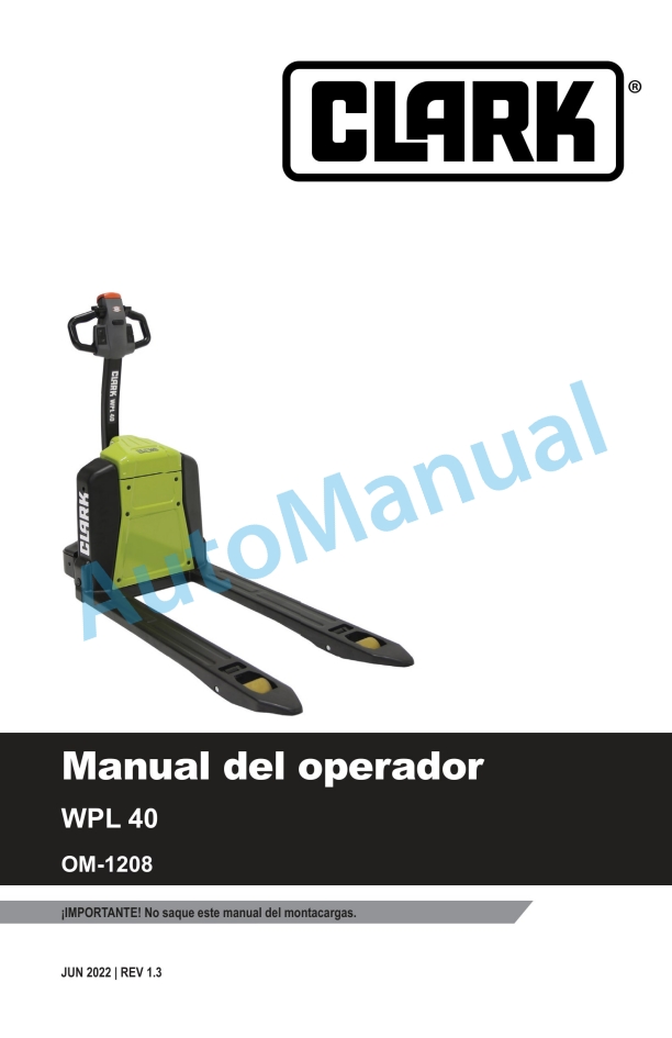 Clark WPL 40 Operator Manual OM-1208