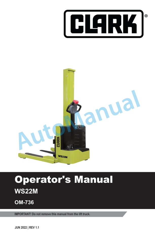 Clark WS22M Operator Manual OM-736