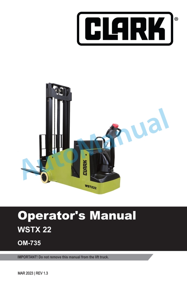 Clark WSTX 22 Operator Manual OM-735