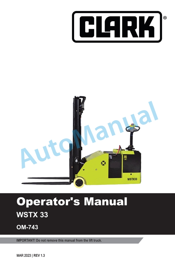 Clark WSTX 33 Operator Manual OM-743