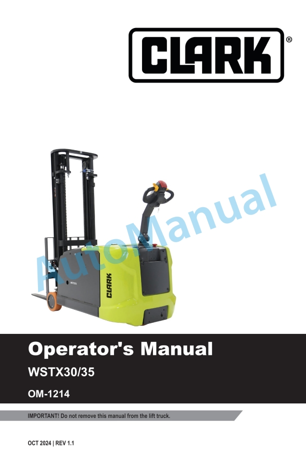 Clark WSTX30, WSTX35 Operator Manual OM-1214