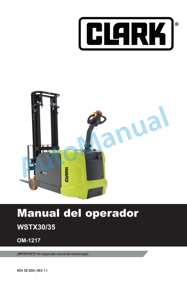 Clark WSTX30, WSTX35 Operator Manual OM-1217