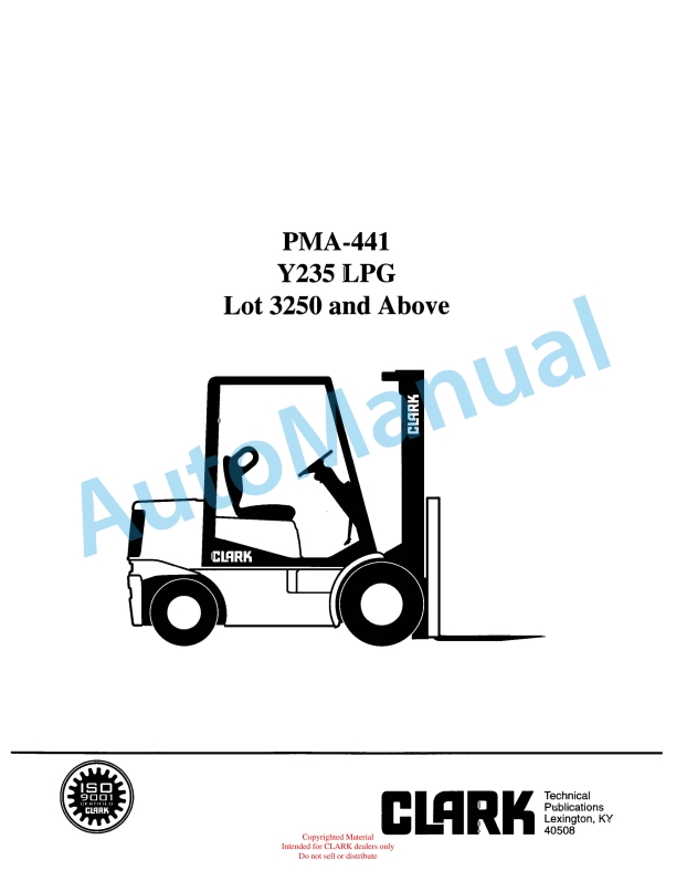 Clark Y235 LPG Planned Maintenance and Adjustment Procedures Manual PMA-441