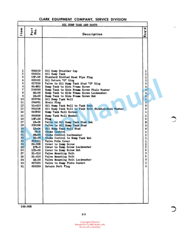 Clark Yardlift 20 B Maintenance Manual and Parts Book 26B-5