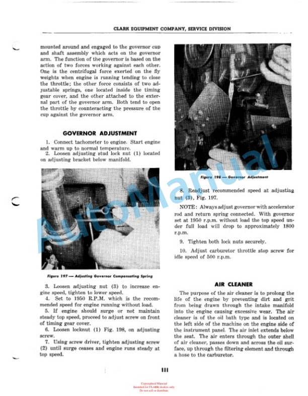 Clark Yardlift 20 Maintenance Manual 1-3