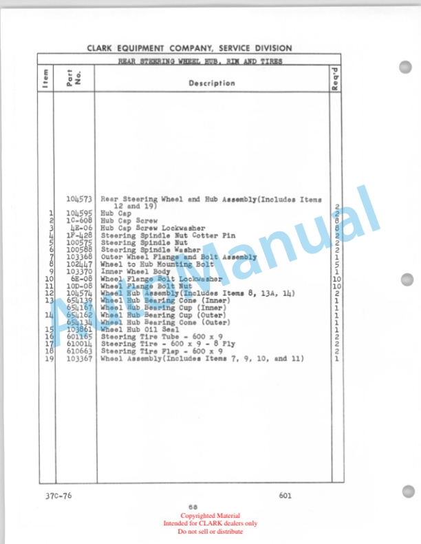 Clark Yardlift 40 C Maintenance Manual and Parts Book 28C-2