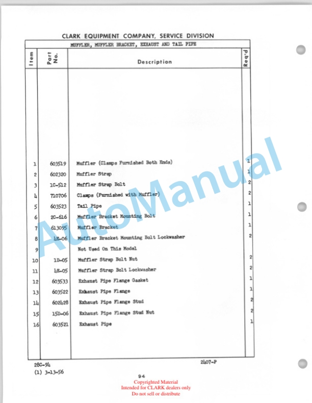 Clark Yardlift 40 C Maintenance Manual and Parts Book 28C-3
