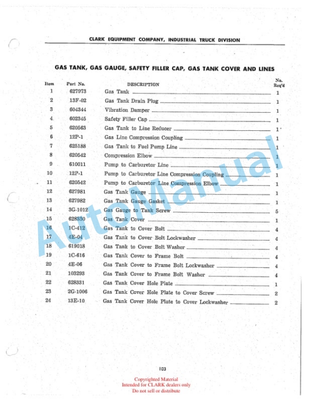 Clark Yardlift 60 Parts Book 1G-4
