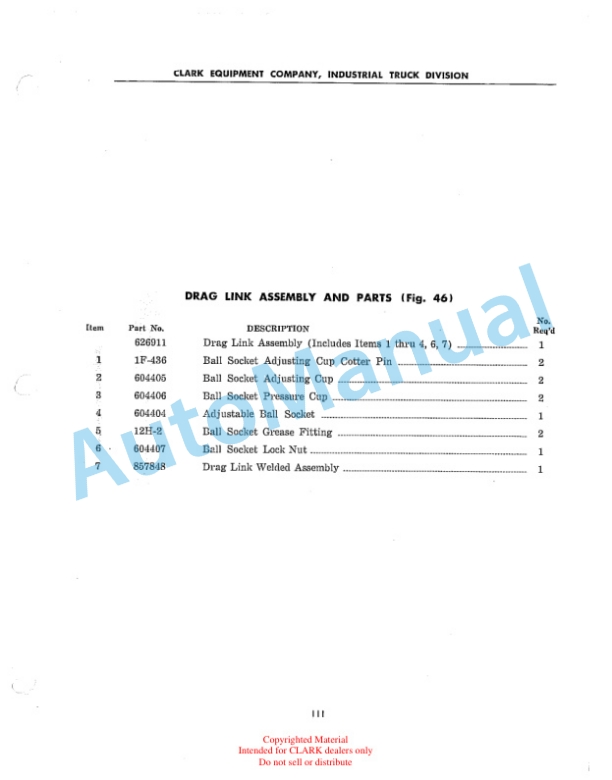 Clark Yardlift 60 Parts Book 1G-5