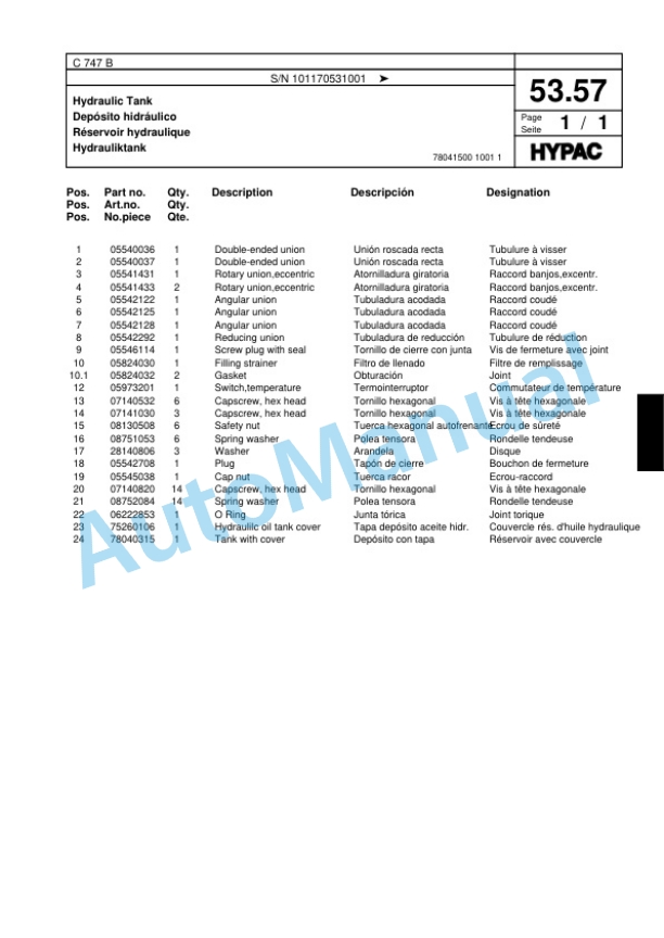 Hypac C 747 B Tandem Vibratory Roller Spare Parts Catalogue 00817849 3 Hypac C 747 B Tandem Vibratory Roller Spare Parts Catalogue 00817849-3