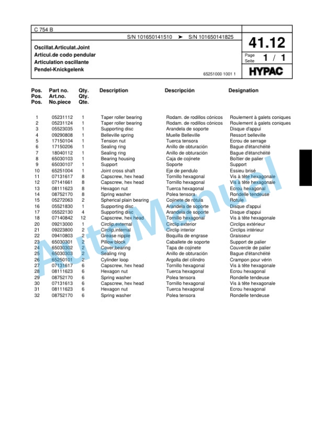 Hypac C 754 B Tandem Vibratory Roller Spare Parts Catalogue 00817572 2 Hypac C 754 B Tandem Vibratory Roller Spare Parts Catalogue 00817572-2