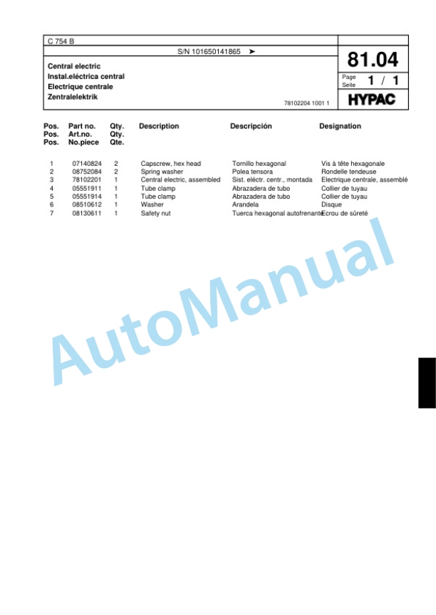 Hypac C 754 B Tandem Vibratory Roller Spare Parts Catalogue 00817572 3 Hypac C 754 B Tandem Vibratory Roller Spare Parts Catalogue 00817572-3
