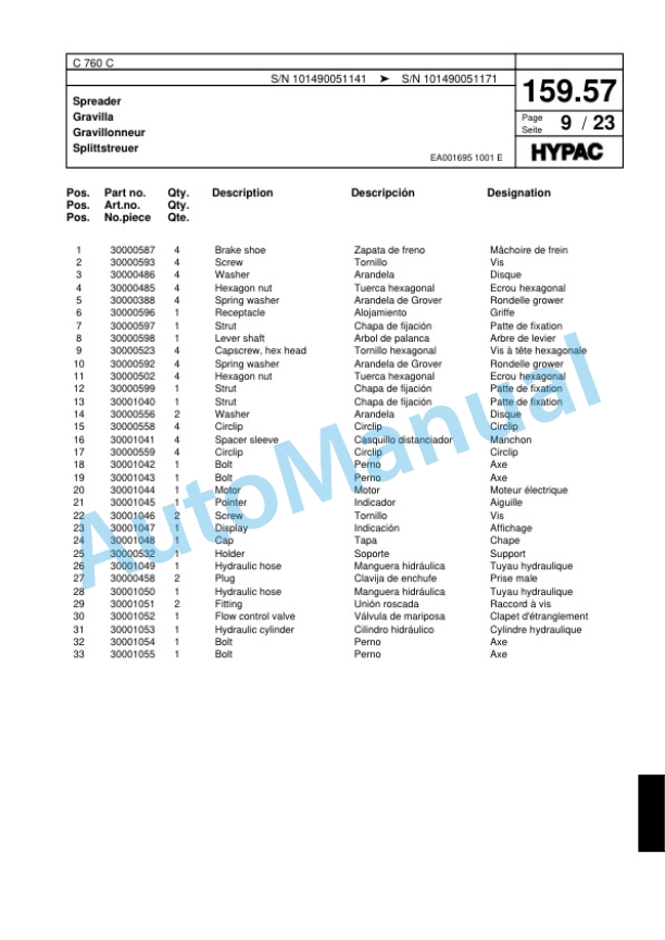 Hypac C 760 C Tandem Vibratory Roller Spare Parts Catalogue 00817573 4 Hypac C 760 C Tandem Vibratory Roller Spare Parts Catalogue 00817573-4