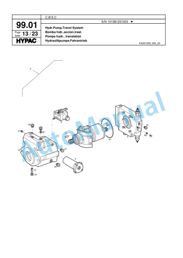 Hypac C 815 C Single Drum Wheel Drive Vibratory Roller Spare Parts Catalogue 00817575 4 Hypac C 815 C Single Drum Wheel Drive Vibratory Roller Spare Parts Catalogue 00817575-4