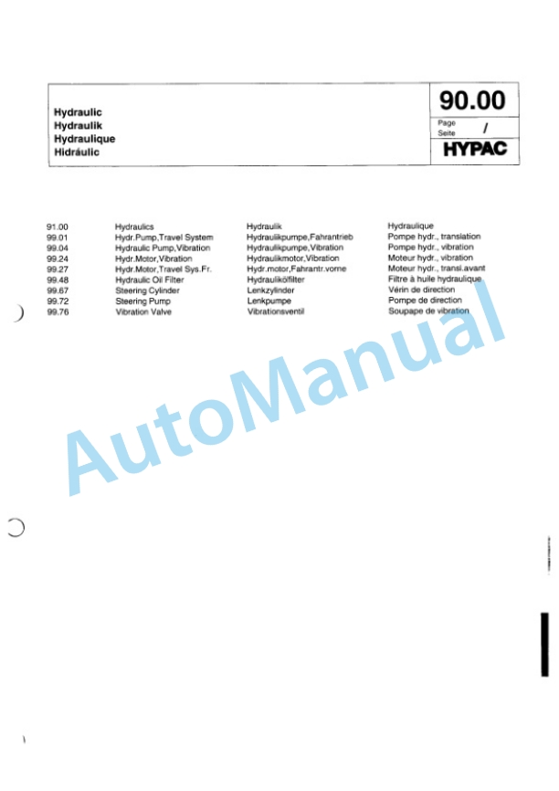 Hypac C 822 C Single Drum Wheel Drive Vibratory Roller Spare Parts Catalogue 00817315 3 Hypac C 822 C Single Drum Wheel Drive Vibratory Roller Spare Parts Catalogue 00817315-3