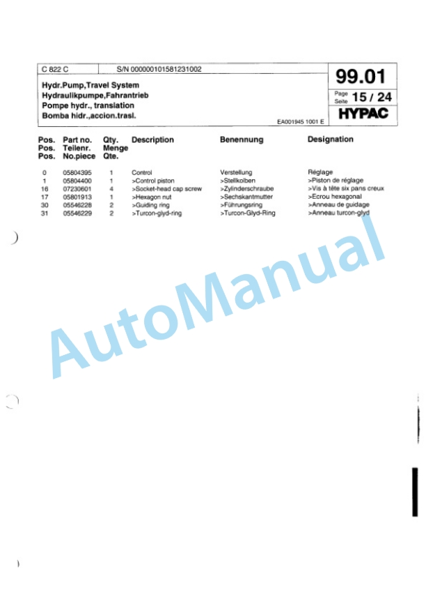 Hypac C 822 C Single Drum Wheel Drive Vibratory Roller Spare Parts Catalogue 00817315 4 Hypac C 822 C Single Drum Wheel Drive Vibratory Roller Spare Parts Catalogue 00817315-4