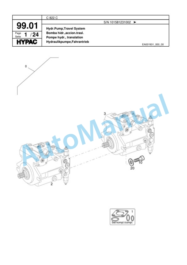 Hypac C 822 C Single Drum Wheel Drive Vibratory Roller Spare Parts Catalogue 00817577 3 Hypac C 822 C Single Drum Wheel Drive Vibratory Roller Spare Parts Catalogue 00817577-3