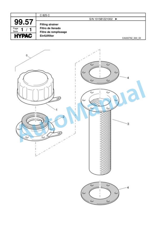 Hypac C 825 C Single Drum Wheel Drive Vibratory Roller Spare Parts Catalogue 00817578-4