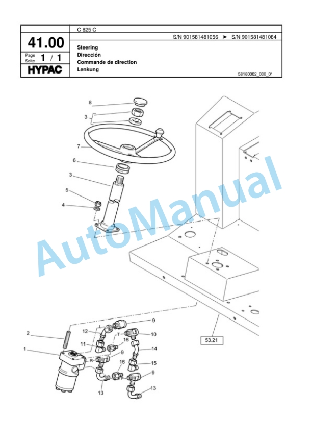 Hypac C 825 C Single Drum Wheel Drive Vibratory Roller Spare Parts Catalogue 00817929-2