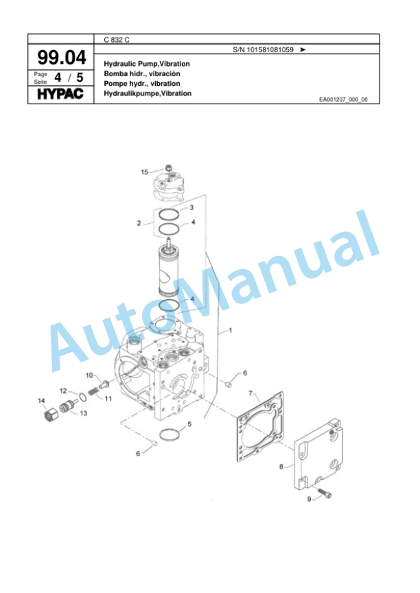 Hypac C 832 C Single Drum Wheel Drive Vibratory Roller Spare Parts Catalogue 00817579-3