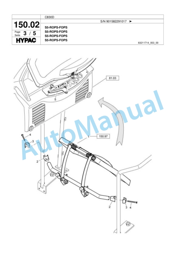 Hypac C830D Single Drum Wheel Drive Vibratory Roller Spare Parts Catalogue 00818581 5 Hypac C830D Single Drum Wheel Drive Vibratory Roller Spare Parts Catalogue 00818581-5
