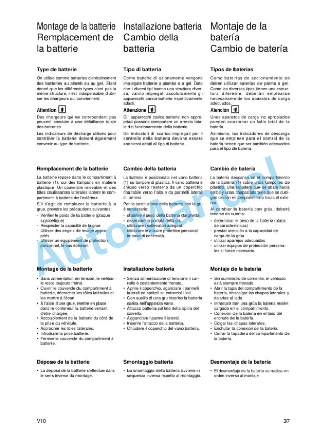 Alternative view of Linde 015-01 - V10 Operating Instructions