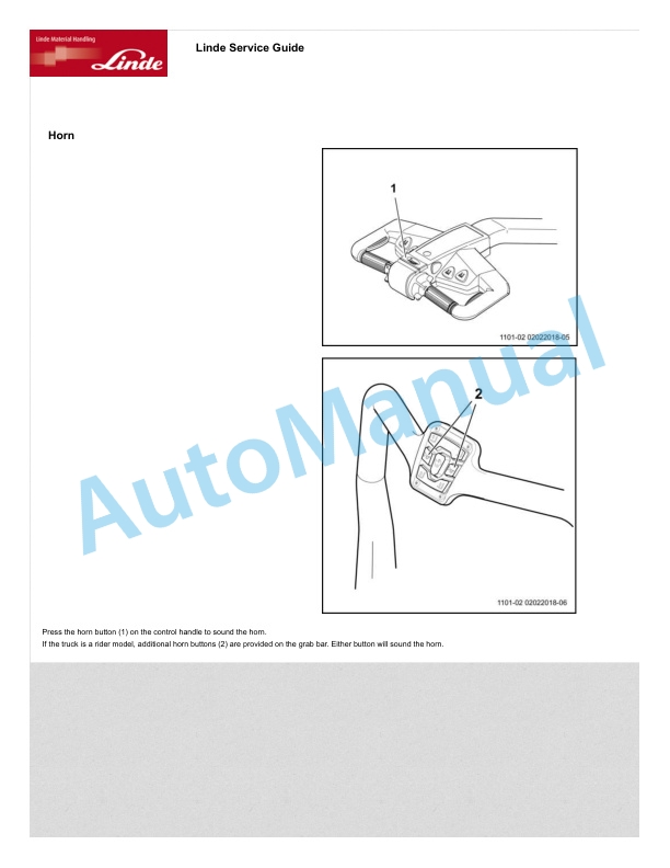 Alternative view of Linde 1101-02 - EW30, EW40, EWR30, EWR40 Production site LMH-NA Operating Instructions SN A11101J00001 and up
