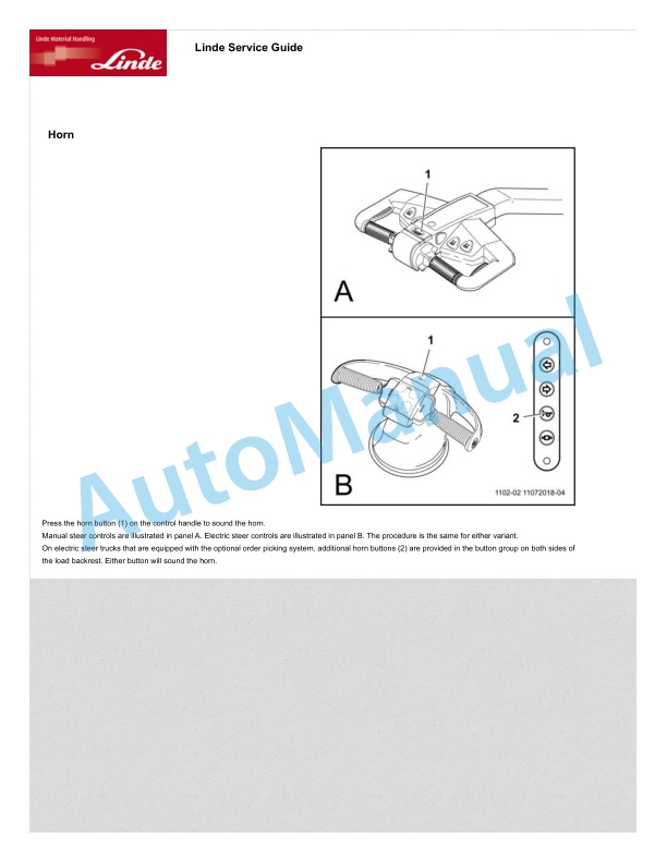 Alternative view of Linde 1102-02 - ECR30, ECR40 Production site LMH-NA Operating Instructions SN A11102V00001 and up