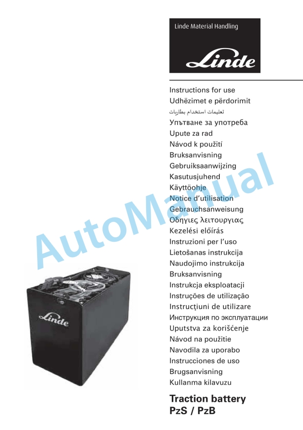 Linde 1110-01 - V08-01, V08-02 Operating Instructions SN 11.09 and up SN up to W41110V00528