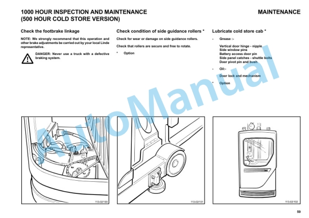 Linde 113-02 - R14, R16, R16N, R20, R20N Operating Instructions SN 06.98 and up SN up to 06.00-4