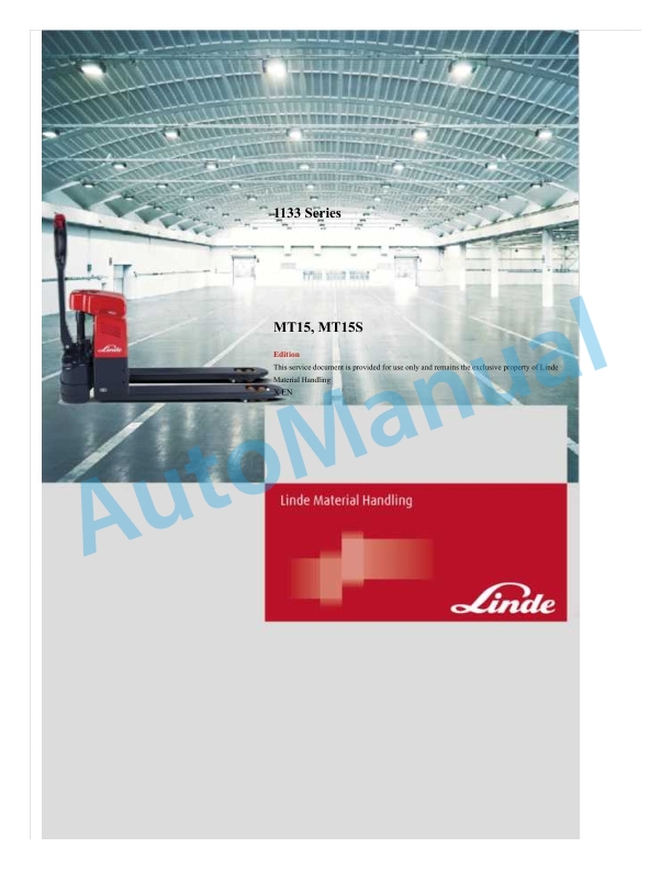 Alternative view of Linde 1133-01 - MT15 Production site Xiamen Workshop Manuals SN CT1133H00001 and up