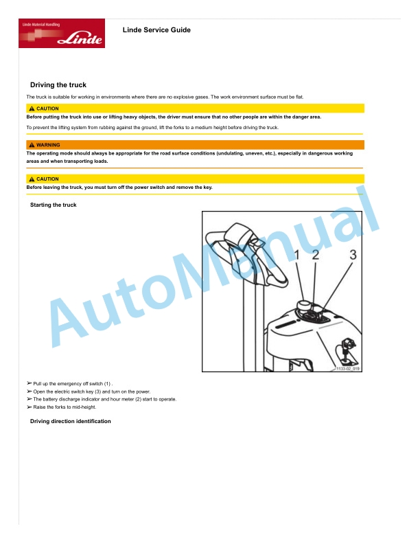 Alternative view of Linde 1133-02 - MT15 Production site Xiamen Operating Instructions SN CT1133H20001 and up