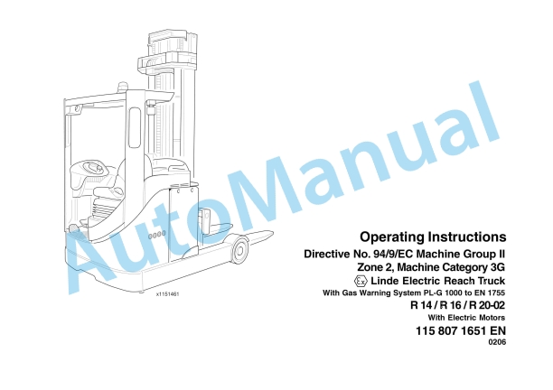 Linde 115-02 - R14 EX GSS, R16 EX GSS, R20 EX GSS Operating Instructions