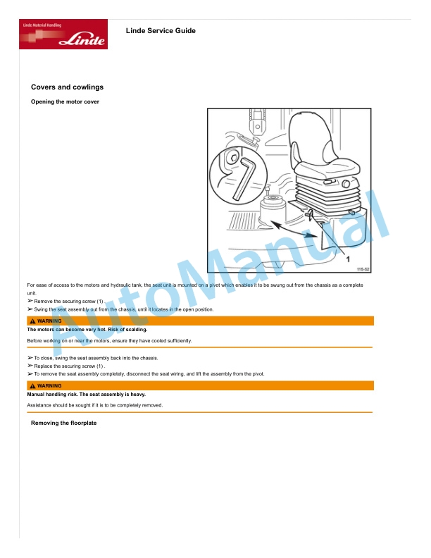Alternative view of Linde 115-03 - R14, R16, R20 Operating Instructions SN 05.07 and up SN up to 12.09