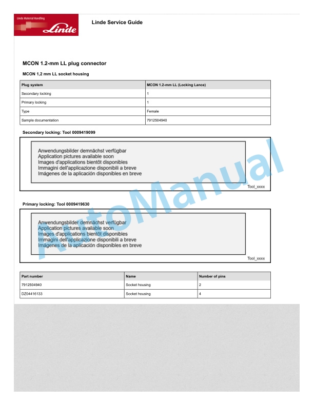 Alternative view of Linde 1158-06 - T20AP-06, T30-06, T30AP-06 Production site Xiamen Workshop Manuals