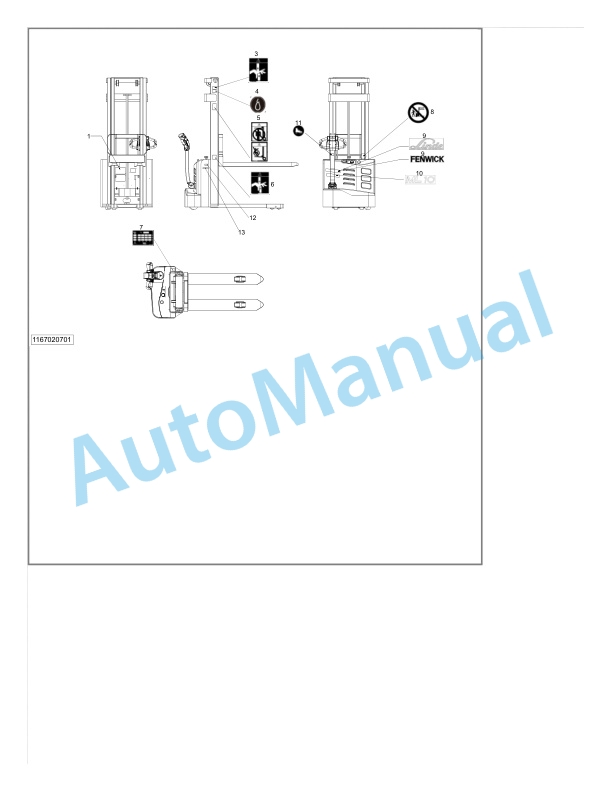 Alternative view of Linde 1167-03 - ML10, ML12, MM10, MM10i, MM12 Production site Xiamen Spare Parts Manual SN CT1167V50001 and up