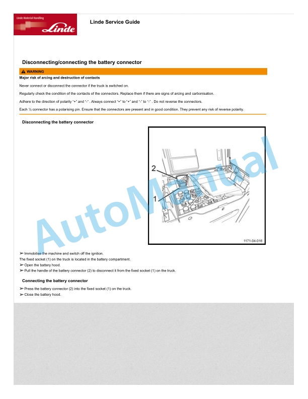 Alternative view of Linde 1171-01 - L06AC, L10AC, L12AC, L16AC Operating Instructions SN W41171V00001 and up