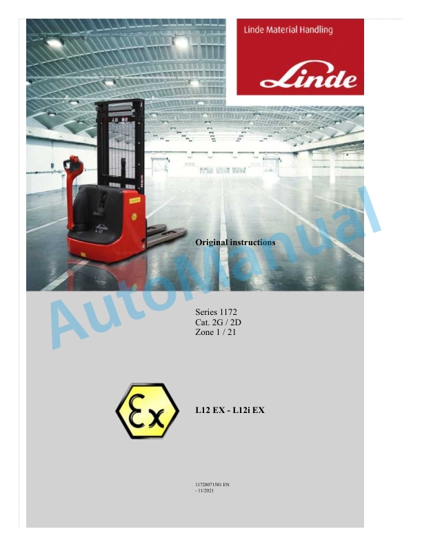 Alternative view of Linde 1172-01 - L12 EX, L12 i EX Operating Instructions