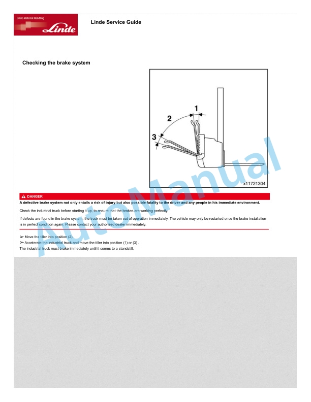 Alternative view of Linde 1173-01 - L12 EX3G to L20i EX3G Operating Instructions