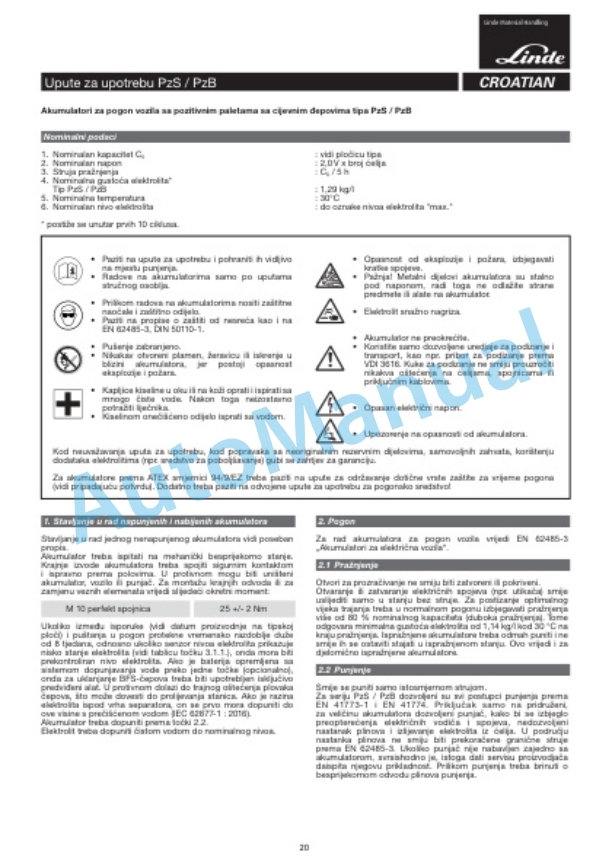 Alternative view of Linde 1174-01 - L14R, L16R Operating Instructions SN W41174H00001 and up SN up to W41174V00082
