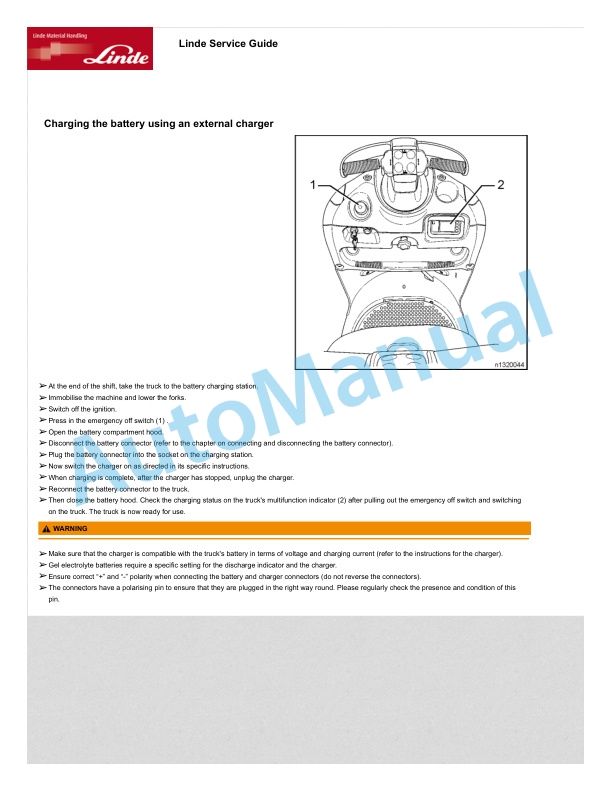 Alternative view of Linde 1190-01 - P30, P50 Operating Instructions SN W41190V00349 and up