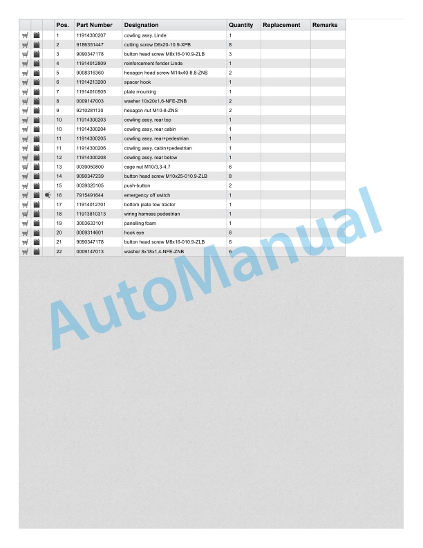 Alternative view of Linde 1191-01 - P60, P80 Spare Parts Manual SN W41191V00396 and up