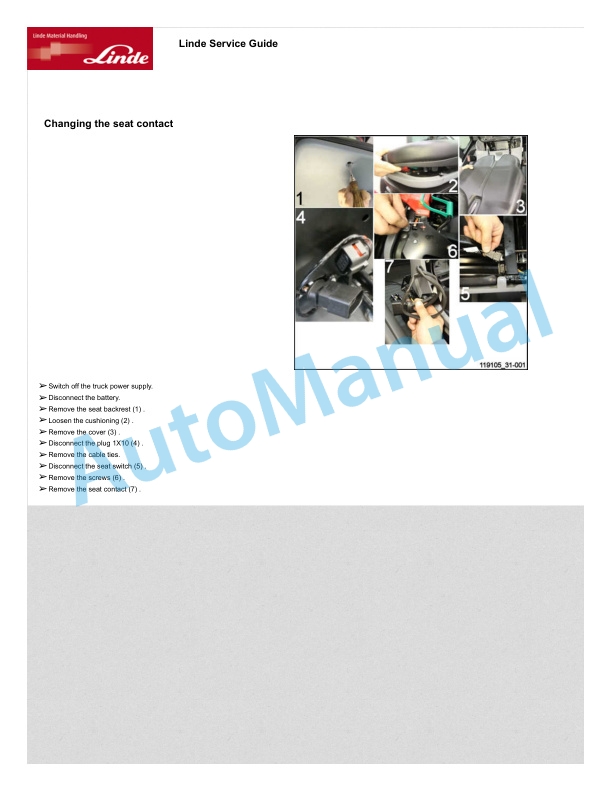 Alternative view of Linde 1191-01 - P60, P80 Workshop Manuals SN W41191V00396 and up