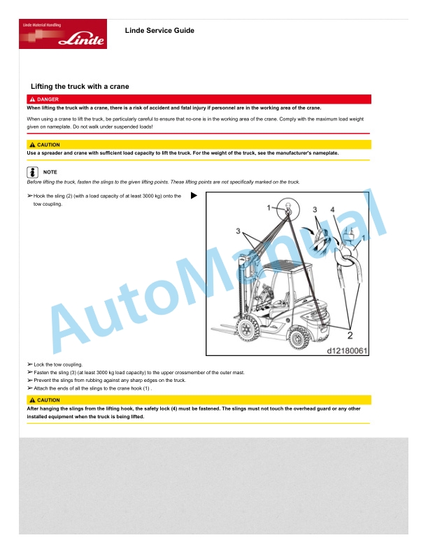 Alternative view of Linde 1233-01 - HT25D, HT30D, HT35D Operating Instructions SN B11233X00001 and up