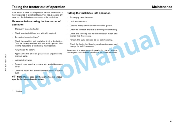 Linde 127-01 - W20 Operating Instructions SN 07.00 and up SN up to 01.08-3