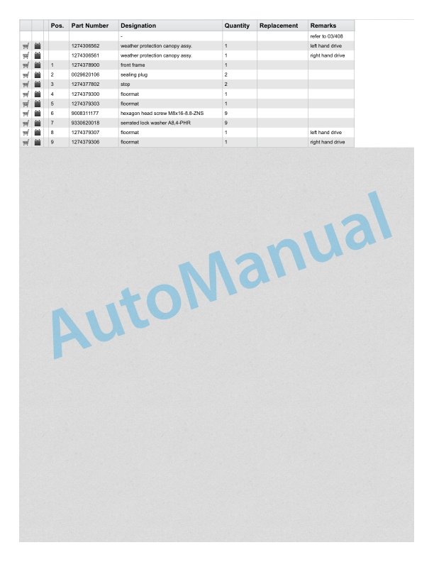 Alternative view of Linde 127-01 - W20 Spare Parts Manual SN 07.00 and up SN up to 01.08