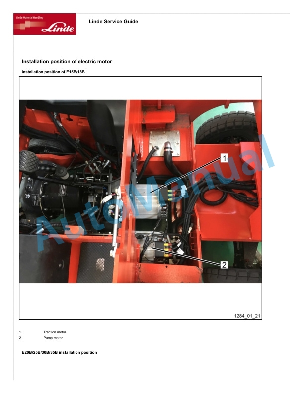 Alternative view of Linde 1284-01 - E15B, E18B, E20B, E25B Production site Xiamen Workshop Manuals SN B11284X00001 and up
